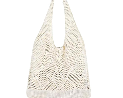 Sac fourre-tout en maille crochet bohème – Grand sac de plage léger et pliable pour femme