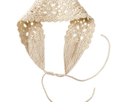Bandeau bohème en coton tricoté crème – Accessoire de cheveux extensible et confortable pour femme
