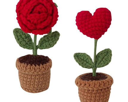 Fleurs en crochet – Rose éternelle tricotée à la main – Cadeau décoratif et romantique pour femme