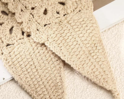 Bandeau bohème en coton tricoté crème – Accessoire de cheveux extensible et confortable pour femme