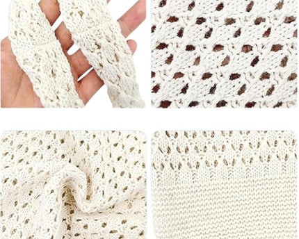 Sac de plage en crochet beige – Grand cabas bohème léger et résistant pour femme