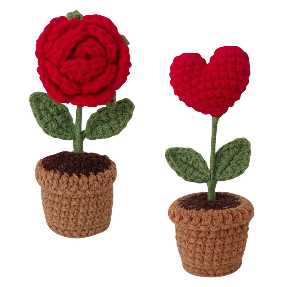 Fleurs en crochet – Rose éternelle tricotée à la main – Cadeau décoratif et romantique pour femme