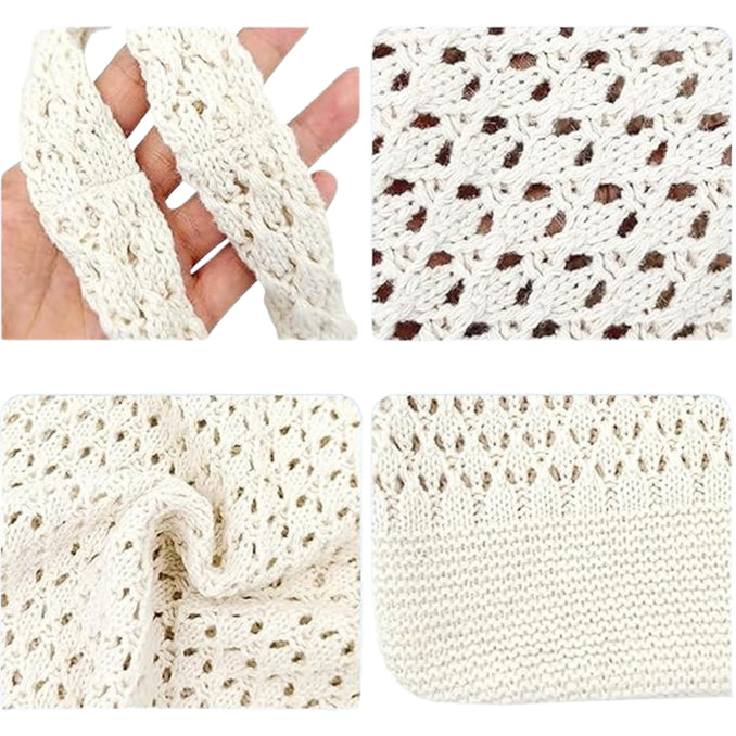 Sac de plage en crochet beige – Grand cabas bohème léger et résistant pour femme
