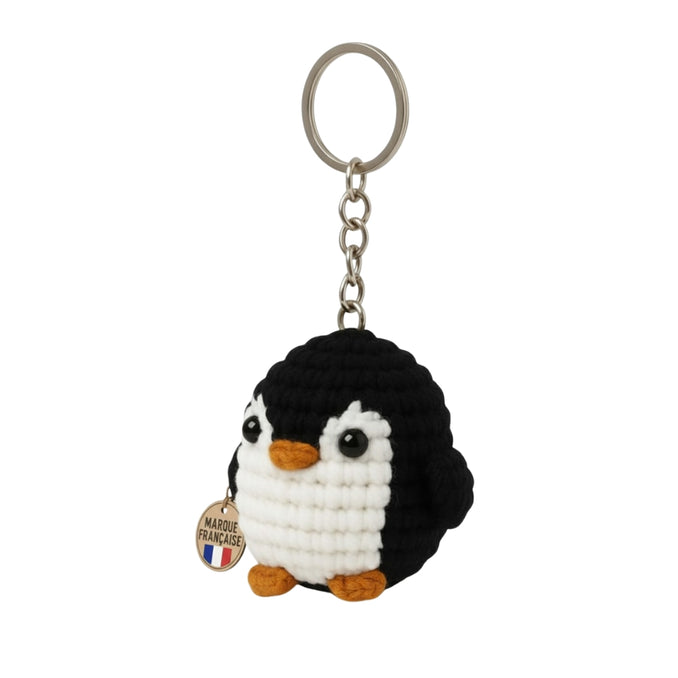 Porte-clés pingouin crocheté – Pendentif animal mignon amigurumi pour clés et sacs