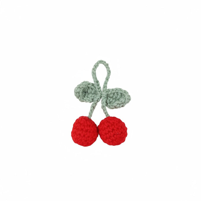 Porte-clés cerises crochetées – Breloque fruit décorative en fil doux avec boucle dorée