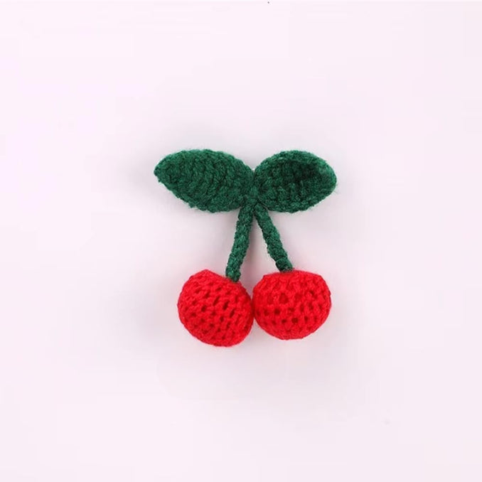 Lot de 4 accessoires cheveux cerise au crochet – Pinces et élastiques décoratifs rouges pour femmes et filles